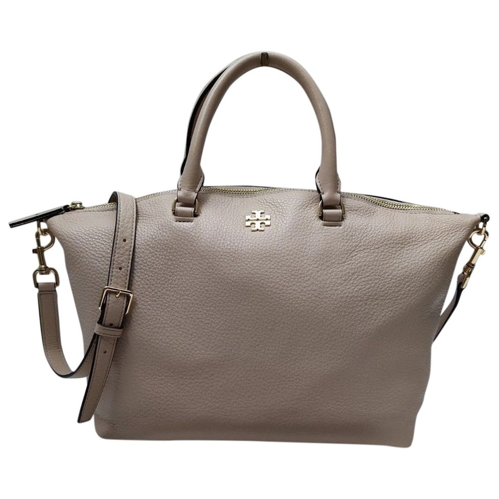 Tory Burch Frida Nude-Pink Pebbled Leather Top Handle Satchel Shoulder p…